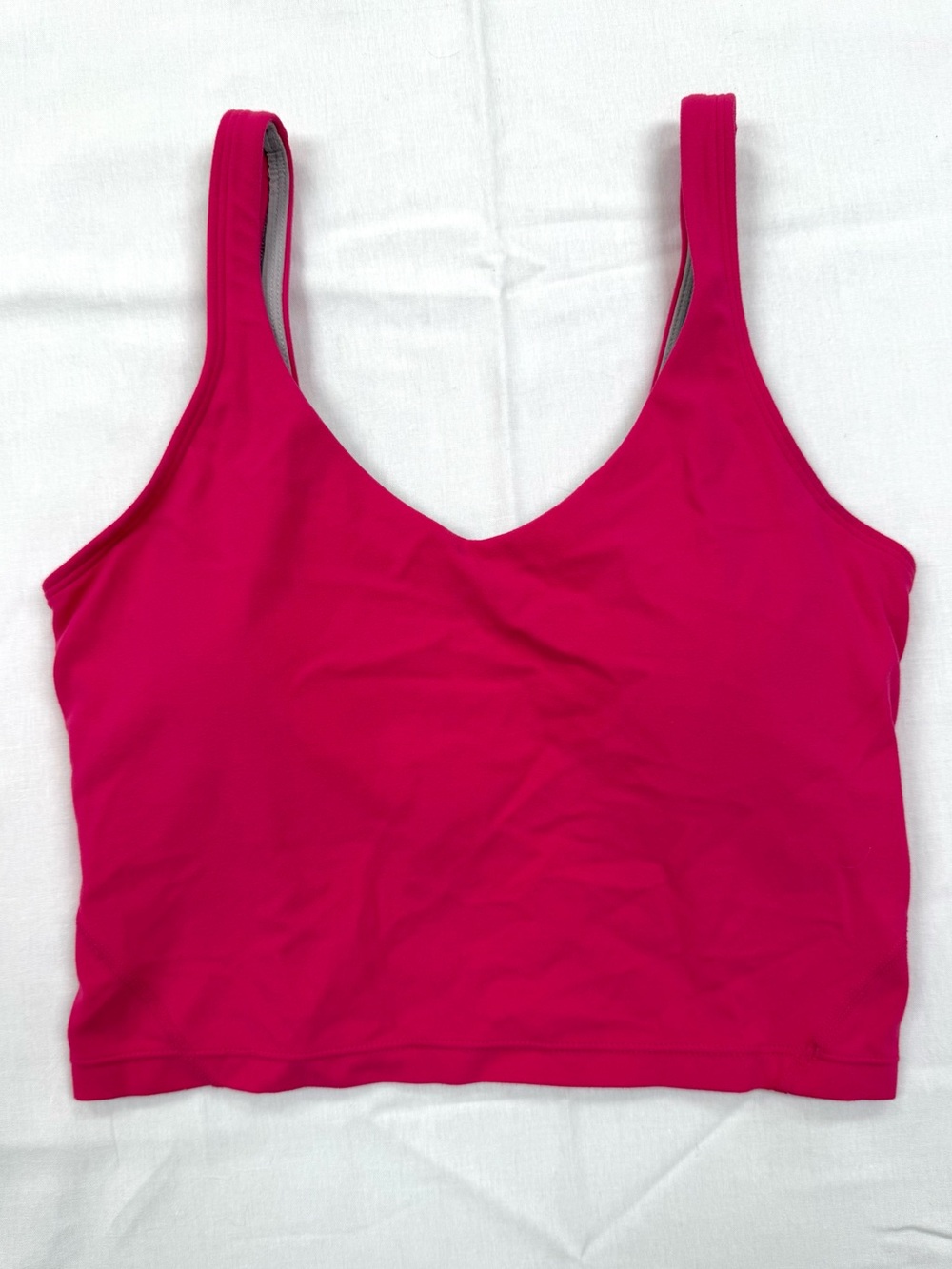 Gilly Hicks Hot Pink Cropped Athletic Tank Built In Bra Workout Yoga Size S